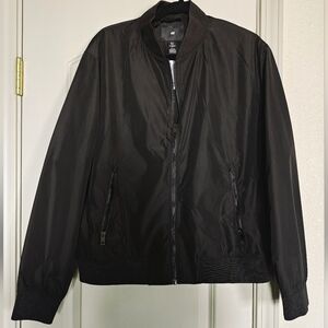 H&M Men Sleek Black Bomber Jacket